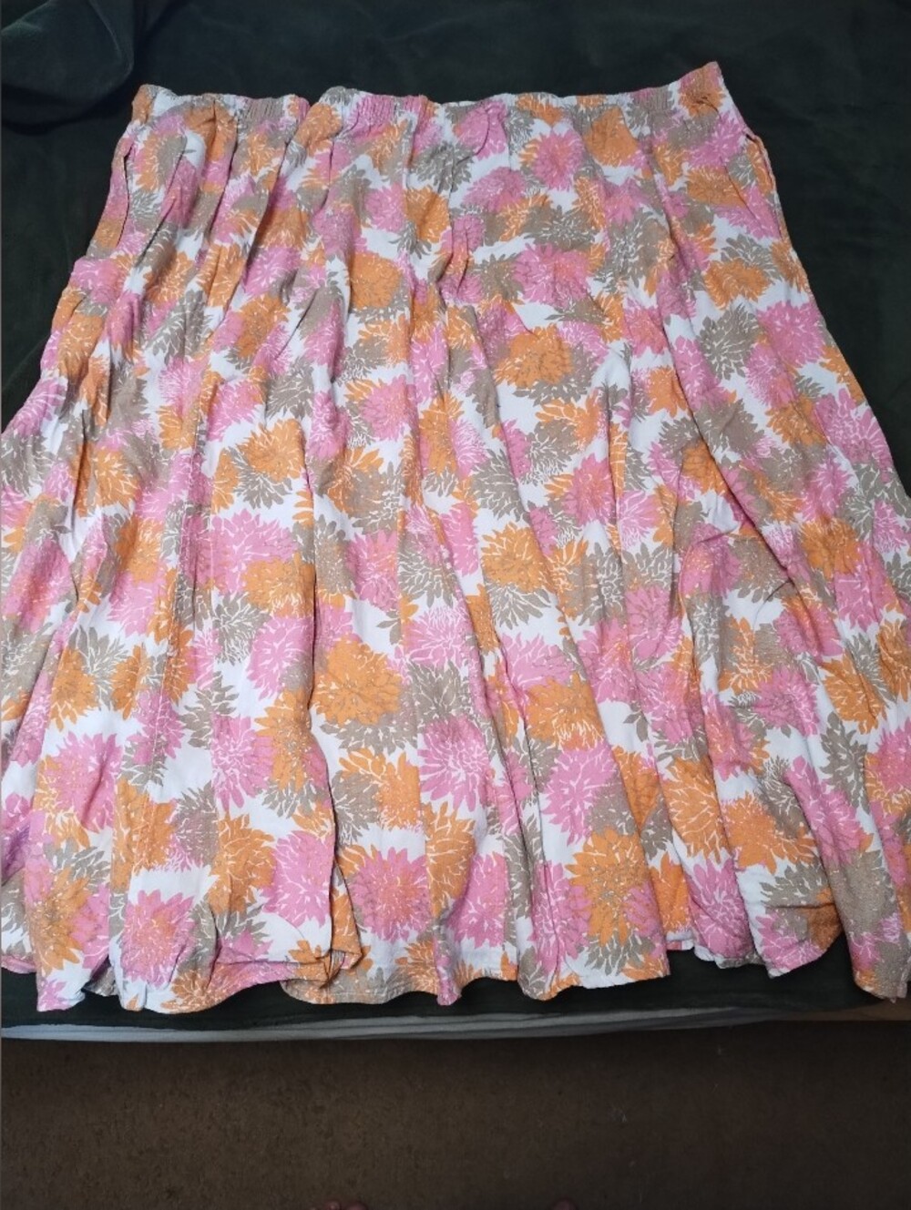 Woman Within Pull On Elastic Waist Maxi Skirt With Pockets Size 4X Pink Floral